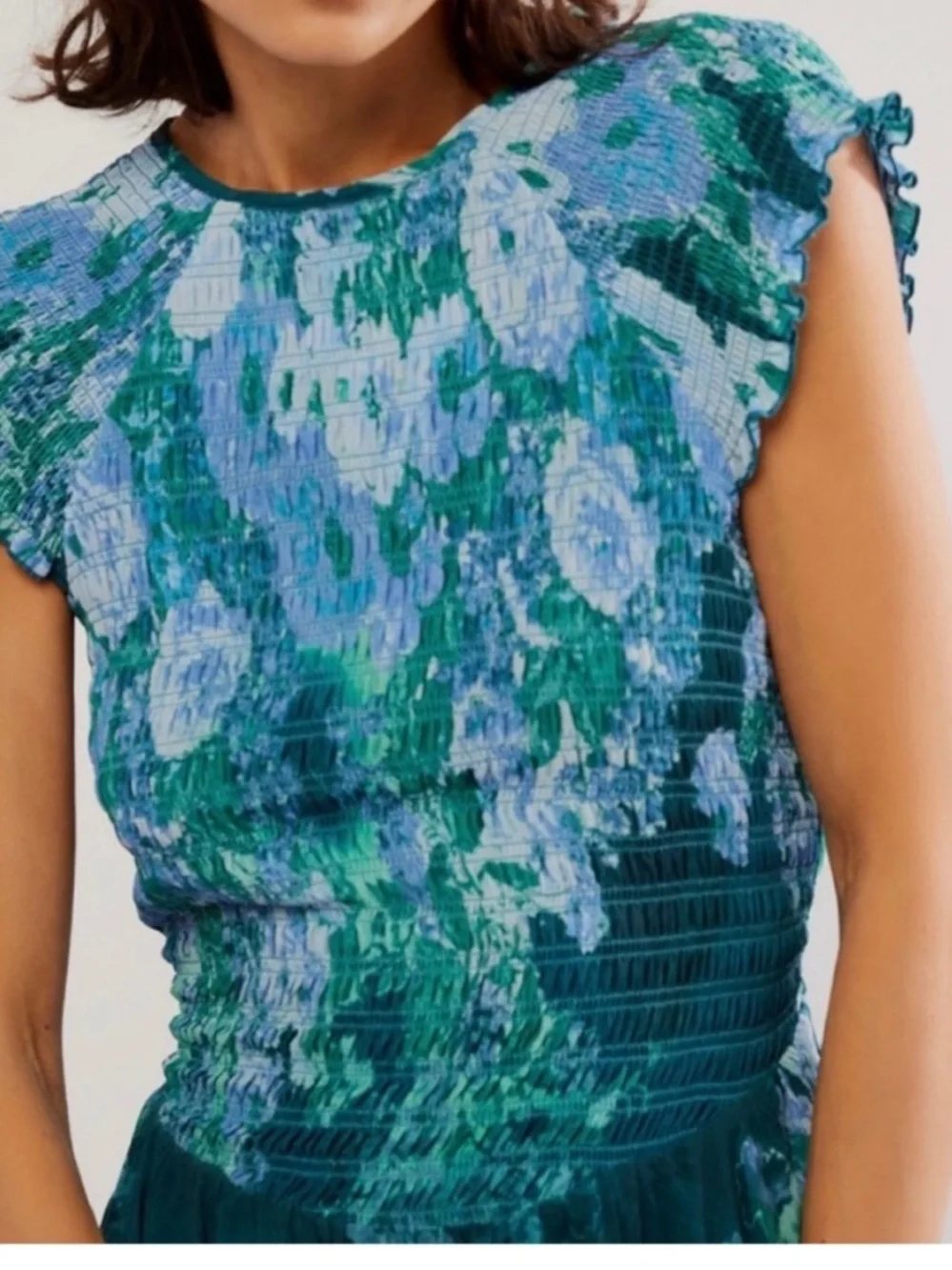 Free People Teal Floral Backless Maxi Dress - Picture 3 of 8